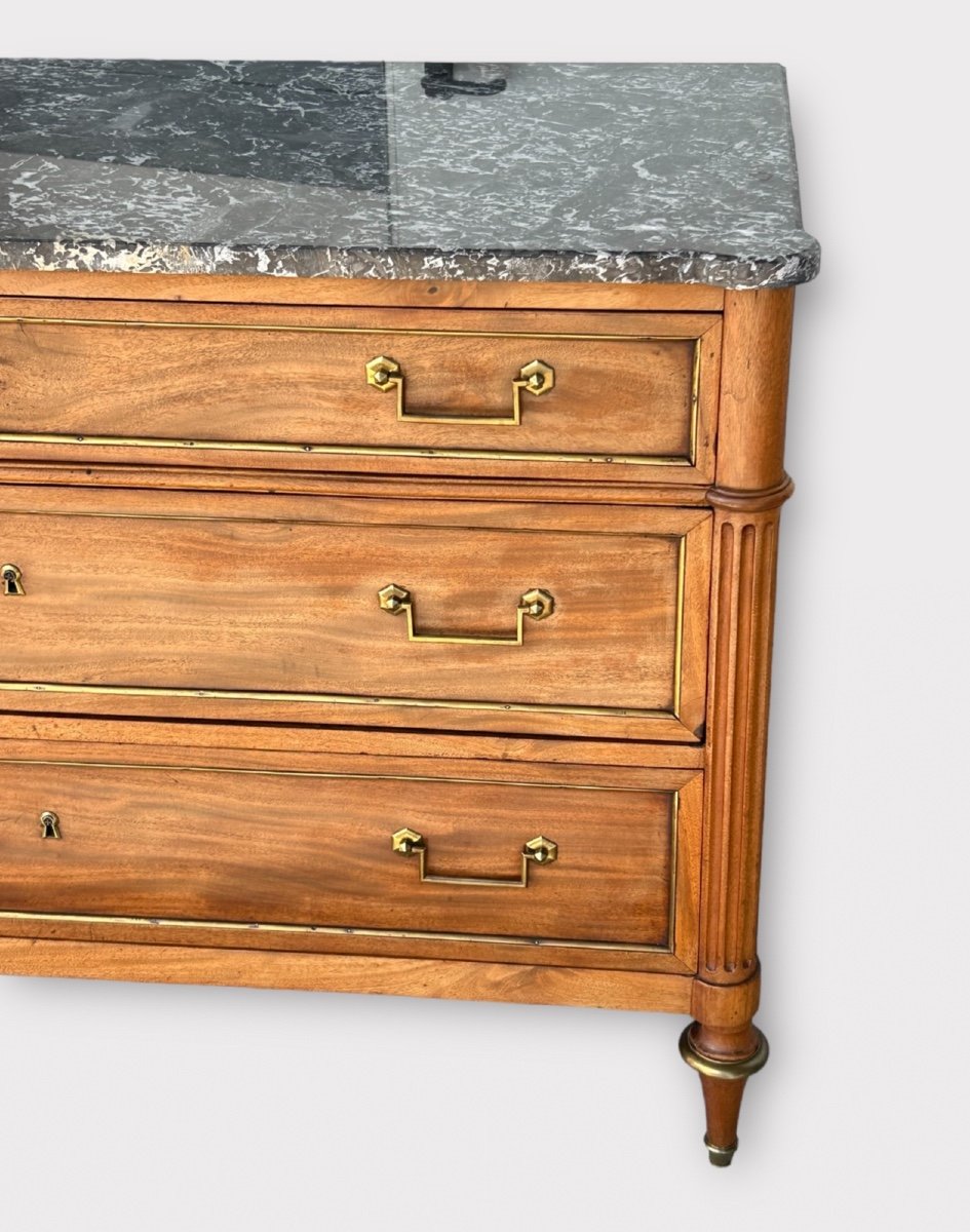 Commode En Acajou Blond D’époque Louis XVI - XVIIIème Siècle -photo-6