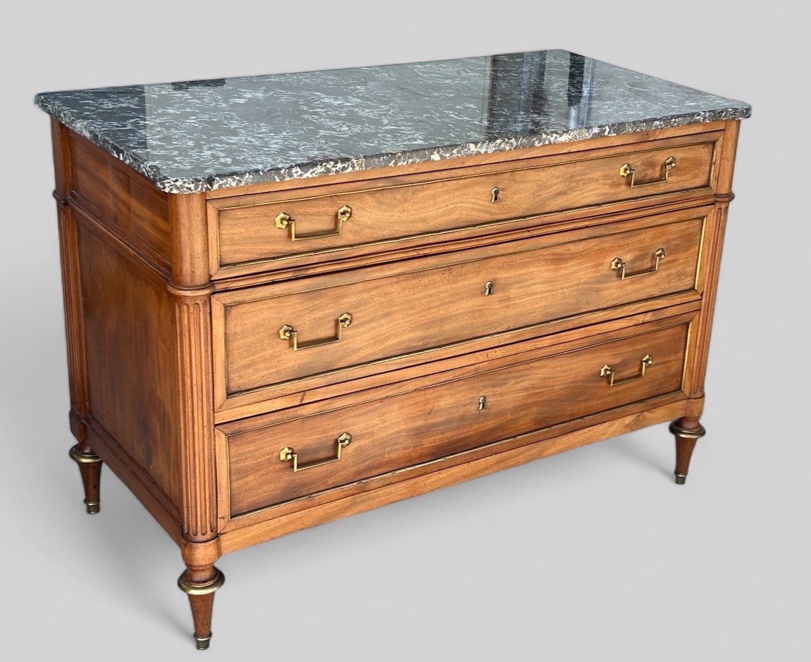 Commode En Acajou Blond D’époque Louis XVI - XVIIIème Siècle 