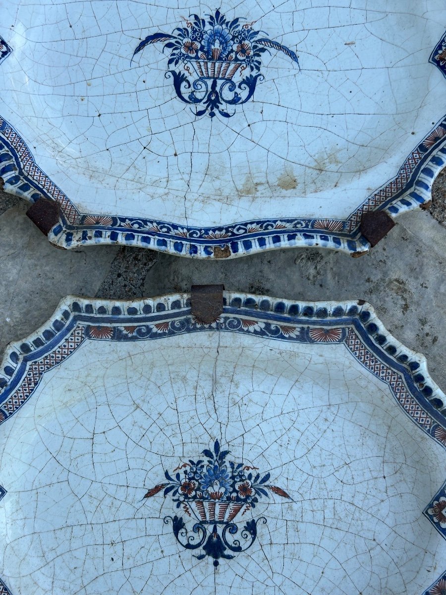 Paire De Plats En Faïence Polychrome De Rouen époque XVIIIème -photo-6