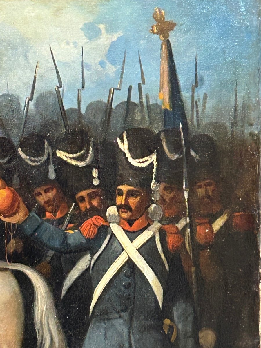 Napoleon Bonaparte On Campaign And His Grognards - Oil On Canvas, 19th Century -photo-2