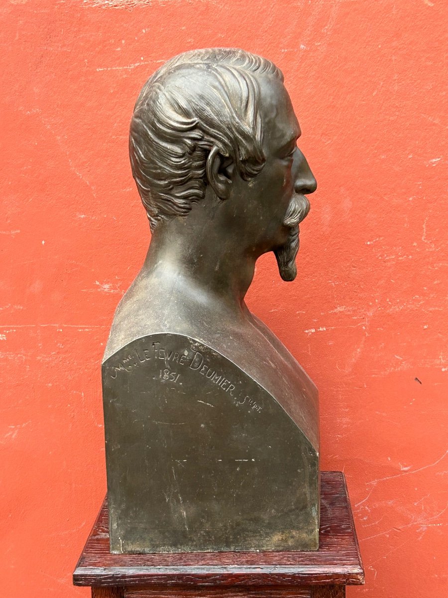 Lefevre Deumier (1812-1877) Important Buste Portrait En Hermès De Napoléon III daté 1851-photo-2