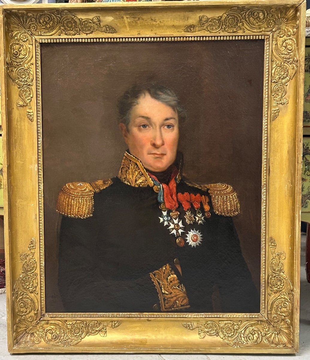 Portrait Of A Brigadier General From The Empire Period - Oil On Canvas, Early 19th Century 