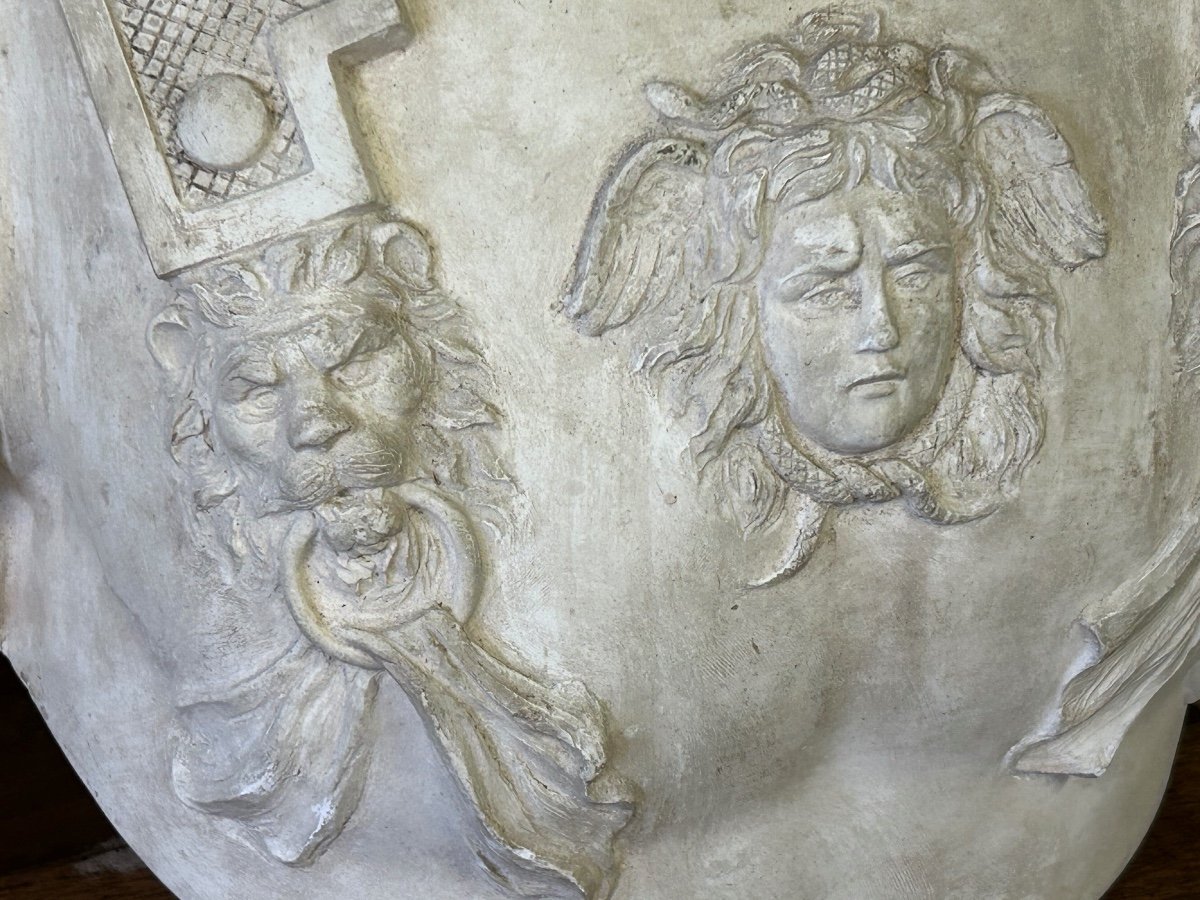 Important Portrait En Buste D’empereur Romain En Cuirasse - Sculpture En Plâtre XXéme Siècle -photo-3
