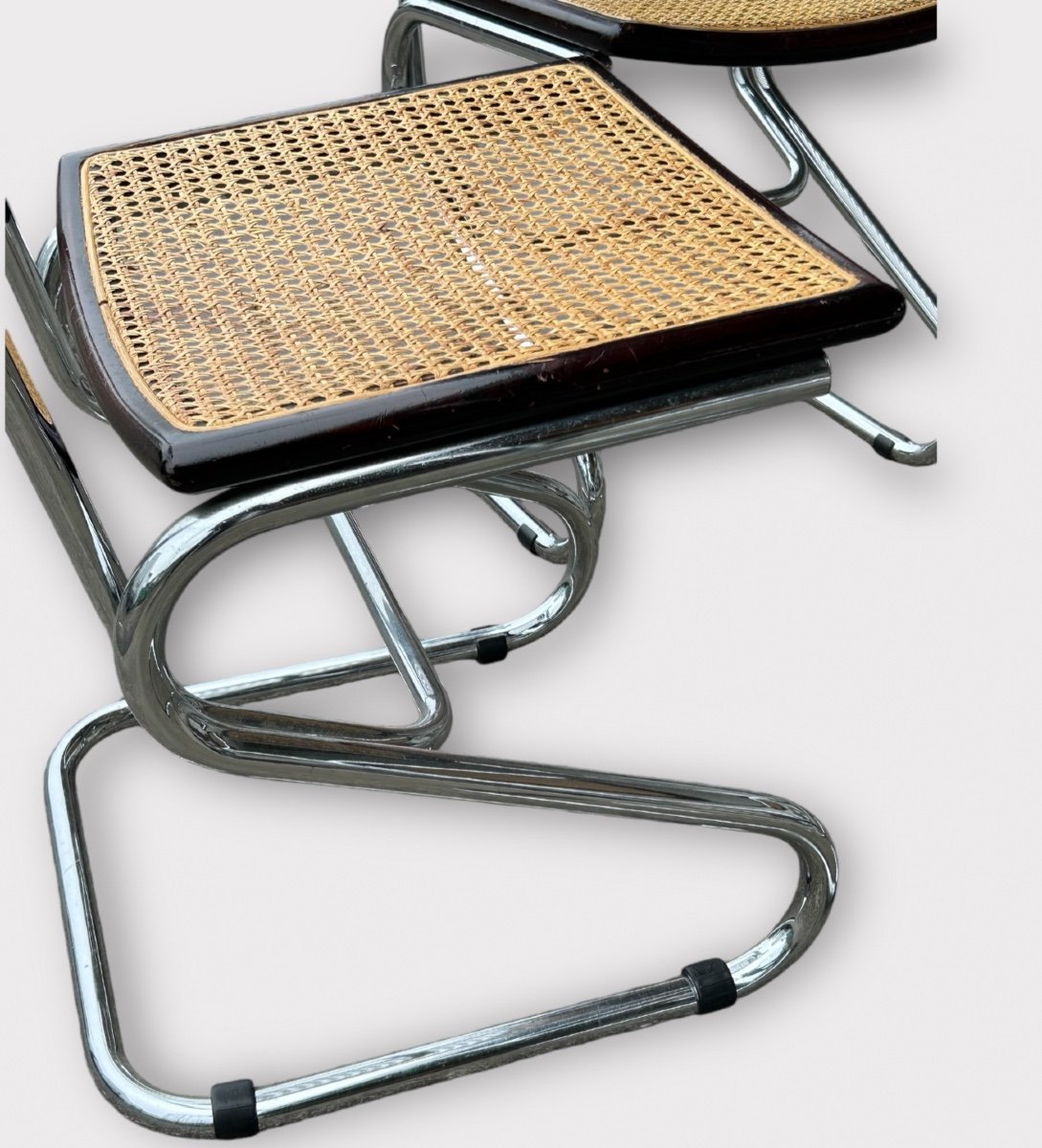 Set Of Four Vintage Italian Tubular Chairs Bauhaus Style Marcel Breuer Circa 1970-photo-7
