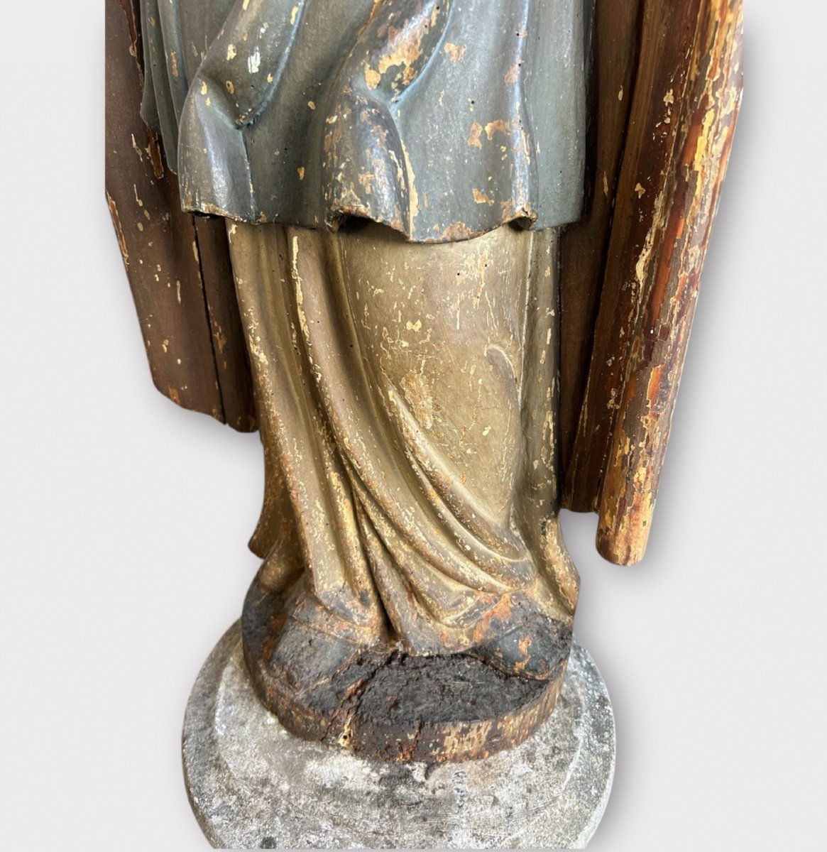 Importante Sainte En Bois Polychrome D’époque XVIIème - Sculpture Religieuse - Saint - H 142 cm-photo-1