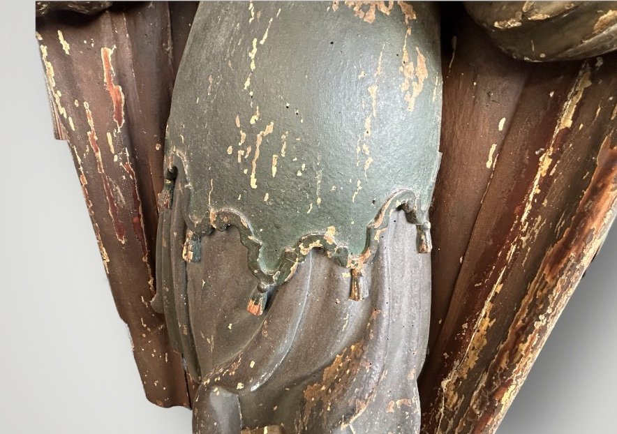 Importante Sainte En Bois Polychrome D’époque XVIIème - Sculpture Religieuse - Saint - H 142 cm-photo-8