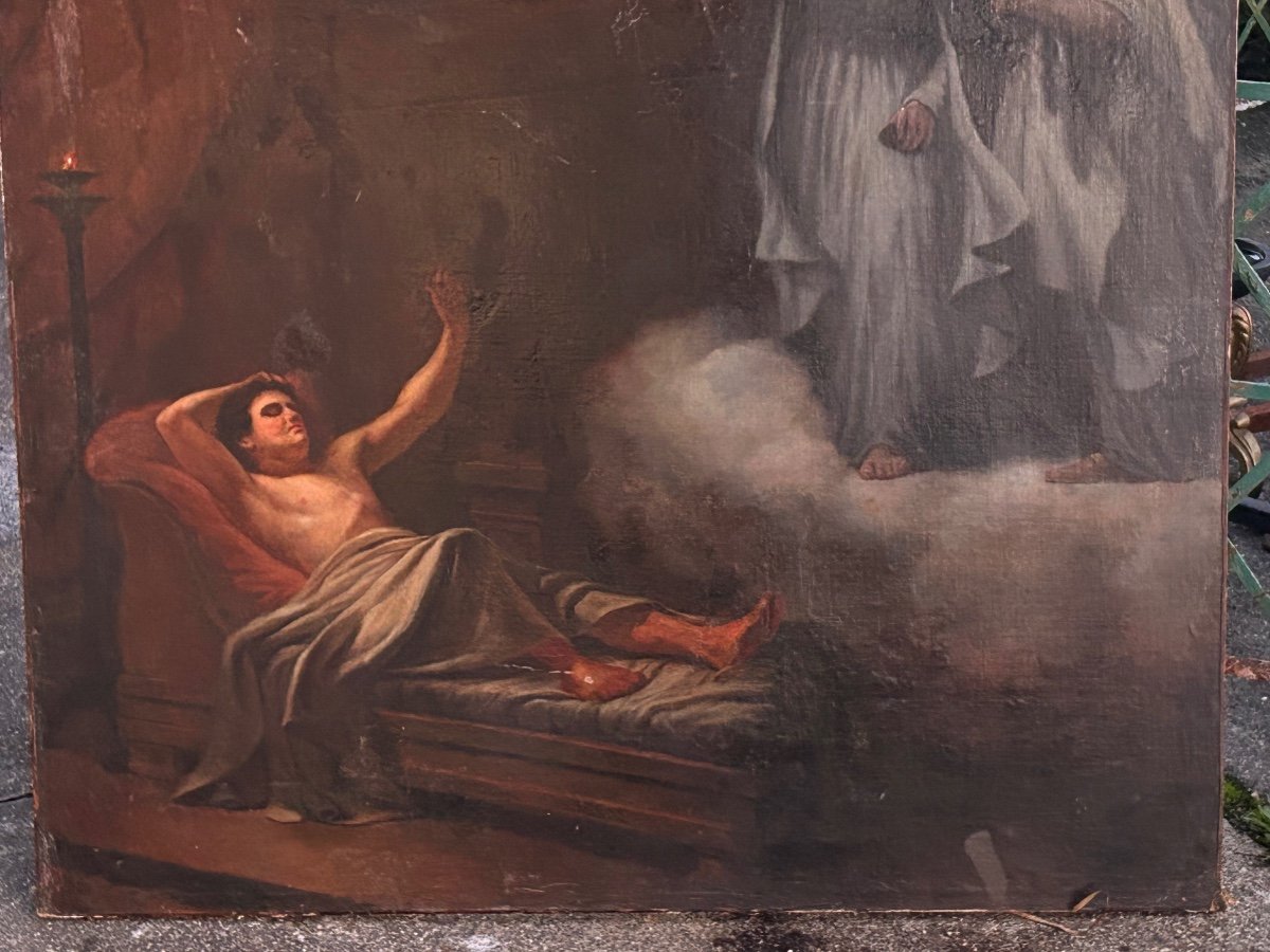 Grand Tableau Huile Sur Toile Scène À l’antique  Début XIXéme H 144 cm - portrait -photo-2