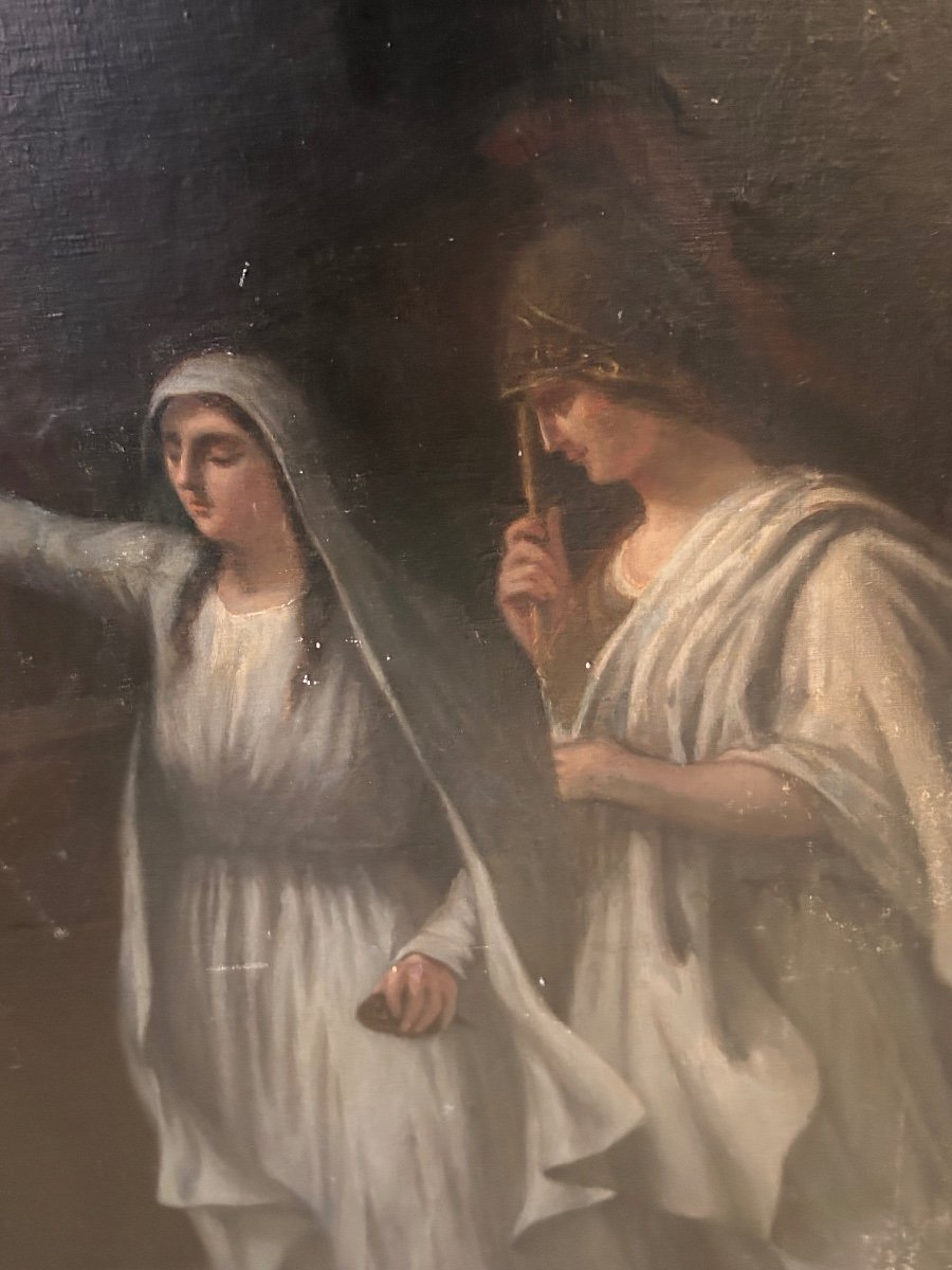 Grand Tableau Huile Sur Toile Scène À l’antique  Début XIXéme H 144 cm - portrait -photo-8