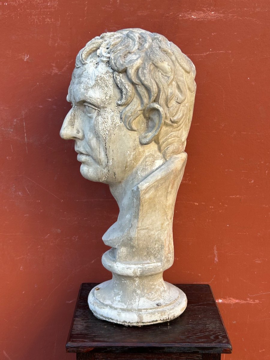 Grand Buste De Romain D’après L’antique - Plâtre Fin XIXéme H 63 Cm-photo-1