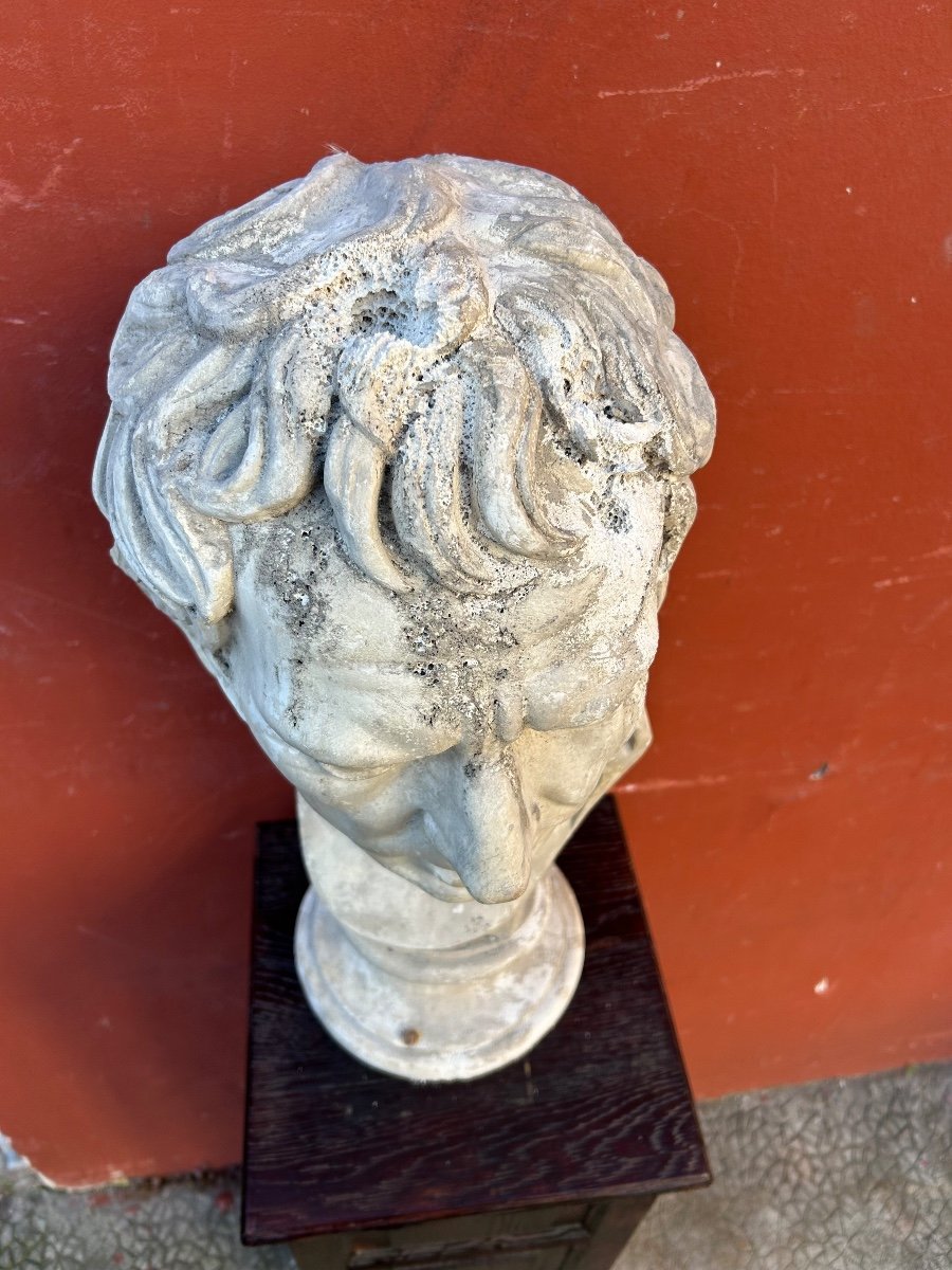 Grand Buste De Romain D’après L’antique - Plâtre Fin XIXéme H 63 Cm-photo-7