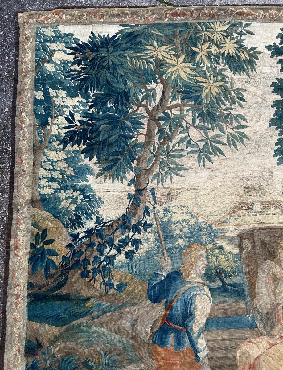 Tapestry From The Royal Aubusson Manufactory, 18th Century - Gallant Scene.-photo-3