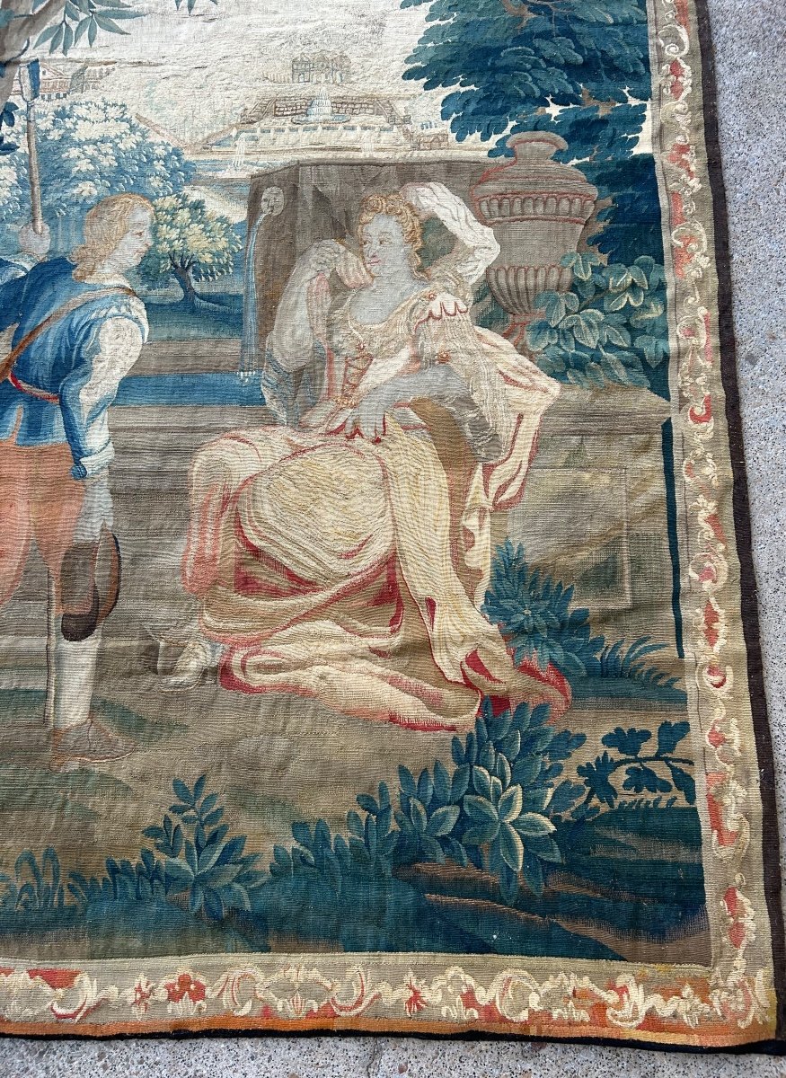 Tapestry From The Royal Aubusson Manufactory, 18th Century - Gallant Scene.-photo-8