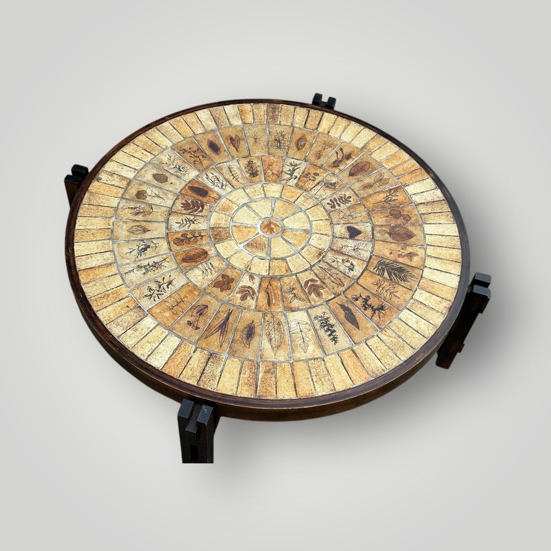 Circular Coffee Table “les Herbiers” By Roger Capron - Ceramic 1960 Vallauris -photo-2