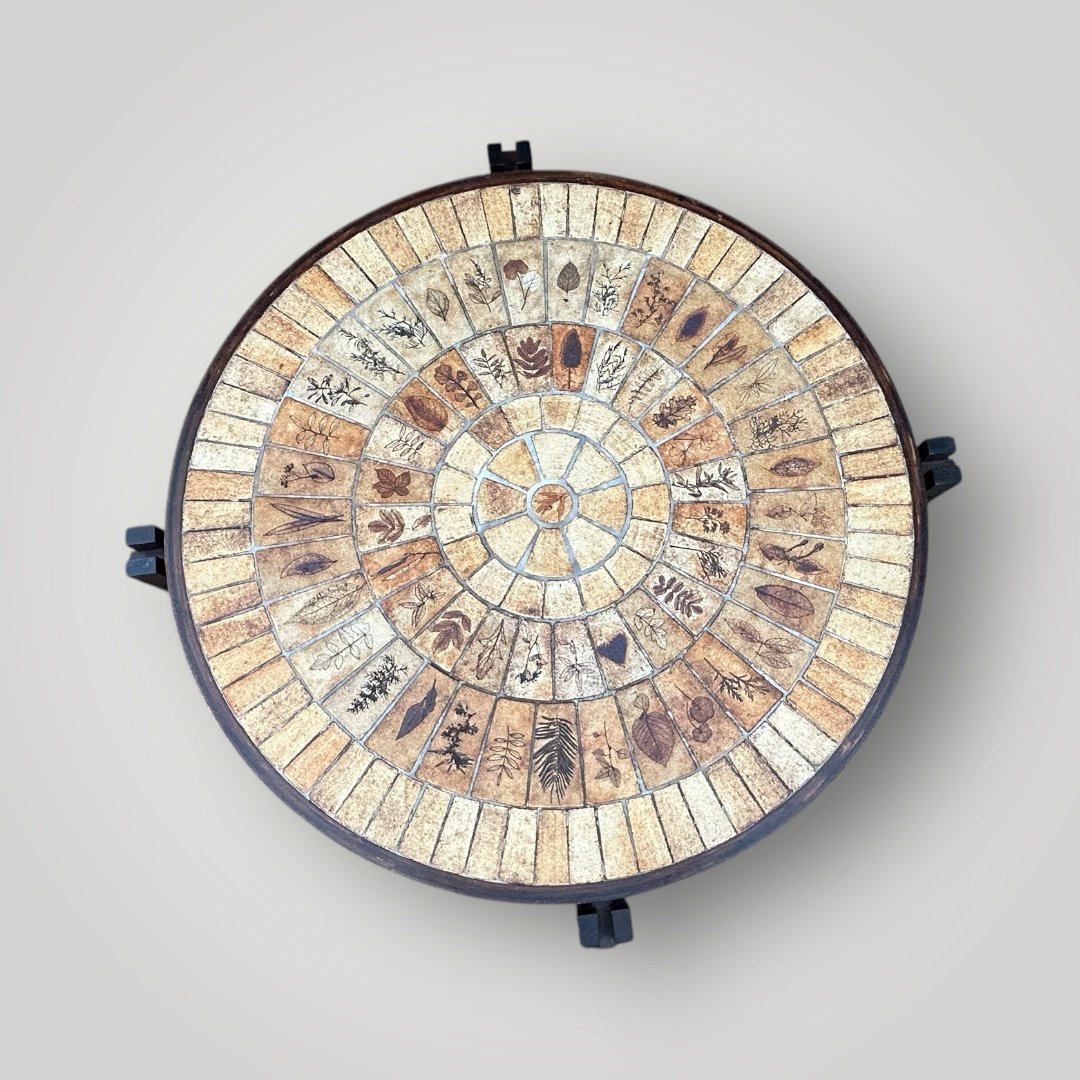 Circular Coffee Table “les Herbiers” By Roger Capron - Ceramic 1960 Vallauris -photo-4