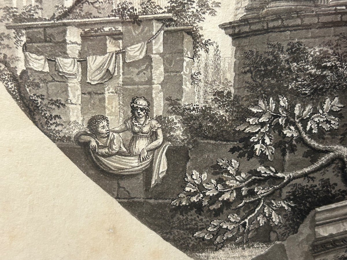 Period Drawing Late 18th Or Early 19th Century View Of The Temple Of The Sibyl Rome Italy-photo-2