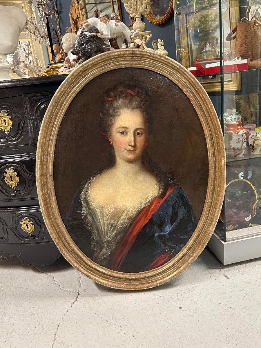 école Française - Portrait De Femme En Ovale D’époque XVIIIème H 90 Cm-photo-8