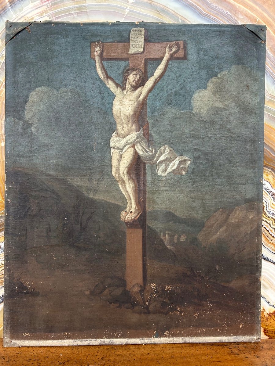 Charles Le Brun (1619-1690) Entourage Of - Christ On The Cross - Crucifixion Oil On Canvas -photo-4