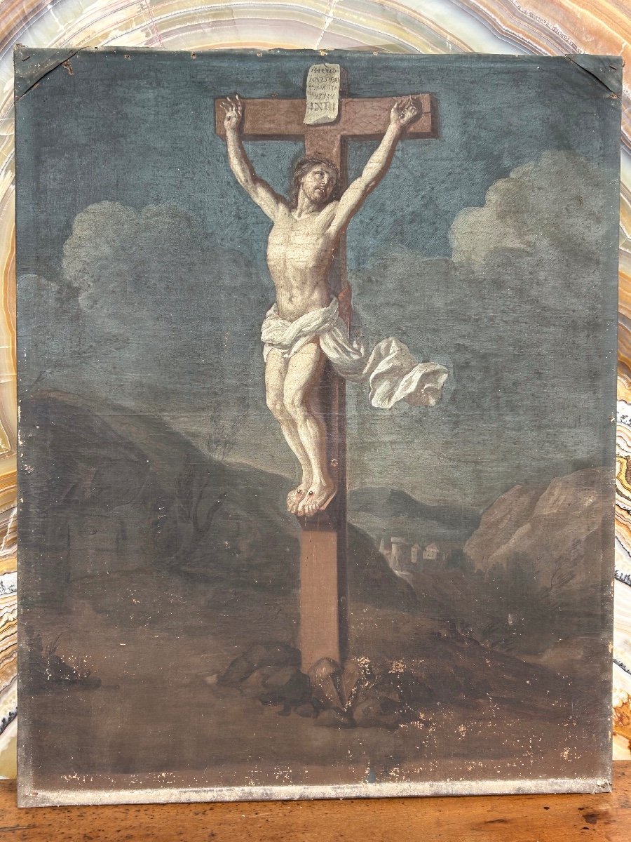 Charles Le Brun (1619-1690) Entourage Of - Christ On The Cross - Crucifixion Oil On Canvas -photo-7