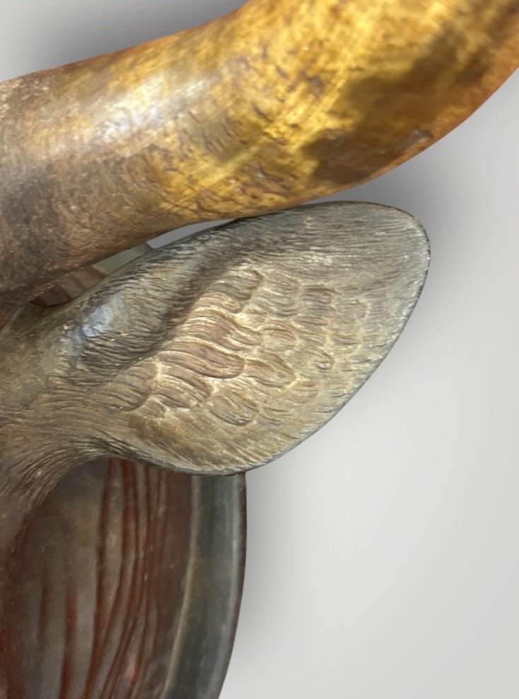 Important Trophée De Taureau Grandeur Nature Terre Cuite Polychrome - Enseigne Fin XIXéme -photo-2