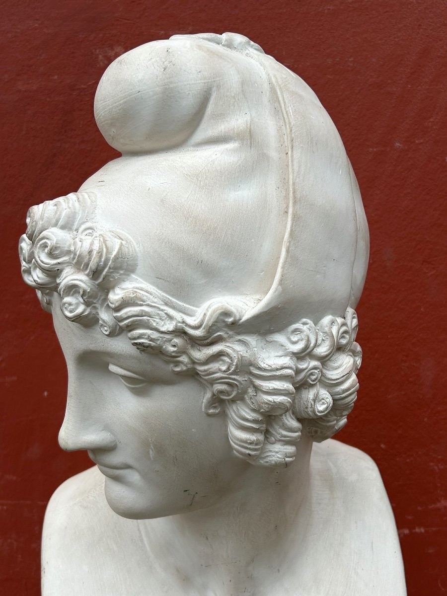 Bust Of Paris After Canova (1757-1822) Plaster Sculpture 20th Century -photo-2