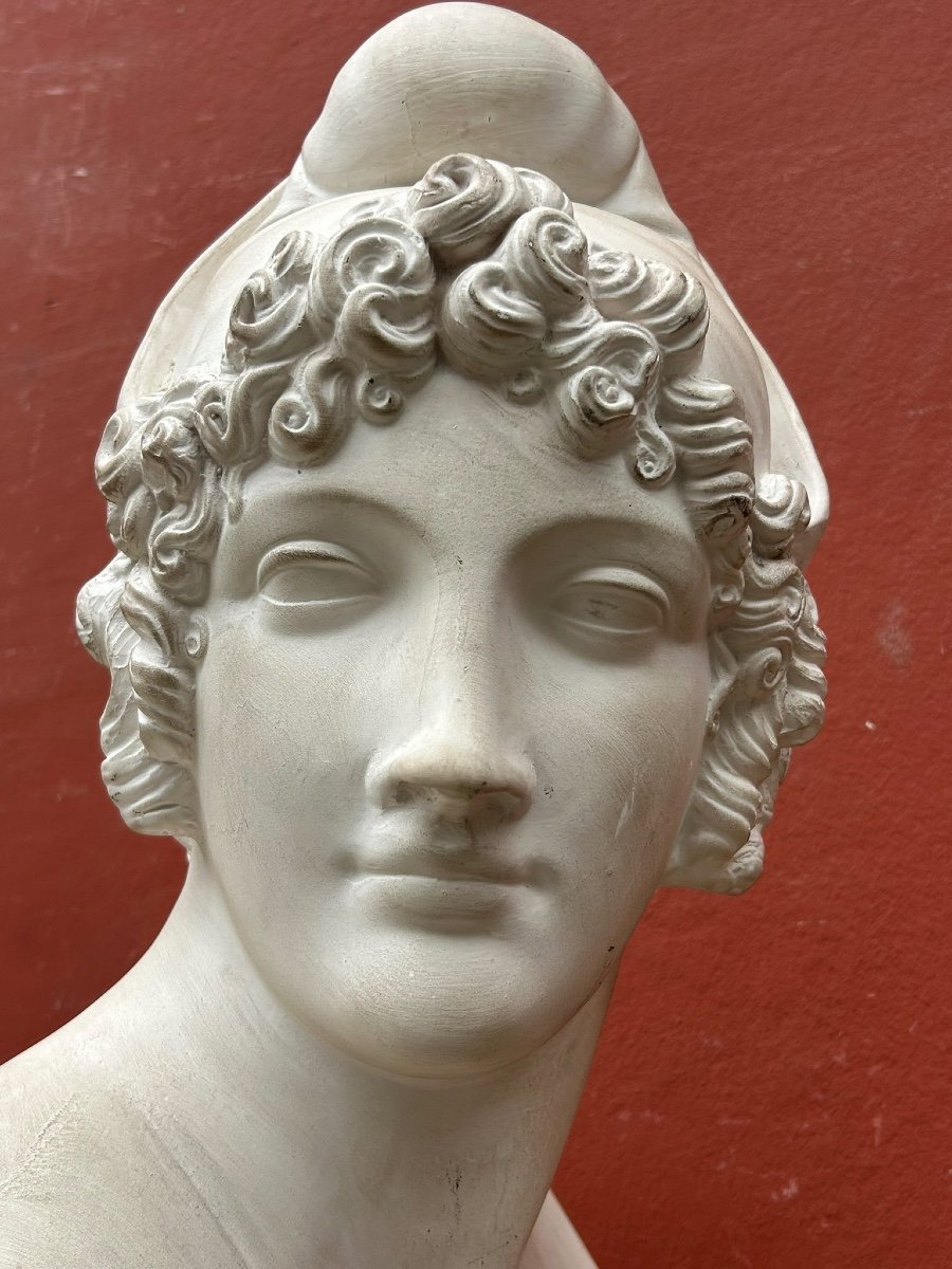 Bust Of Paris After Canova (1757-1822) Plaster Sculpture 20th Century -photo-5