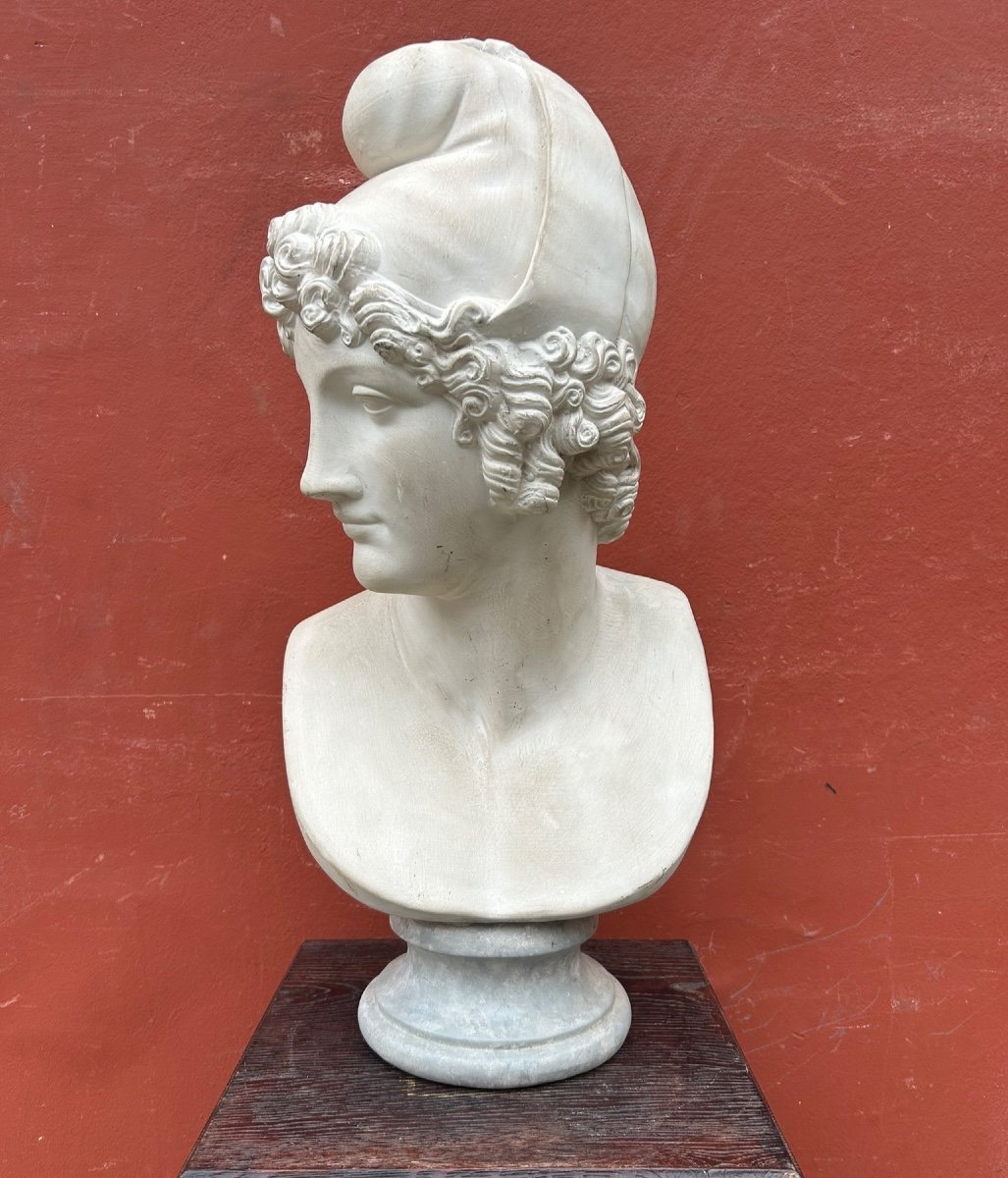 Bust Of Paris After Canova (1757-1822) Plaster Sculpture 20th Century 
