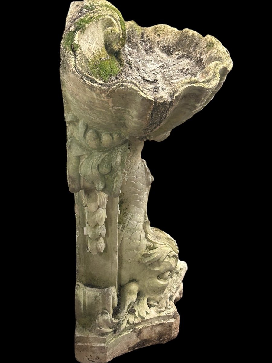 Louis XV Style Wall Fountain In Reconstituted Stone, Early 20th Century -photo-3