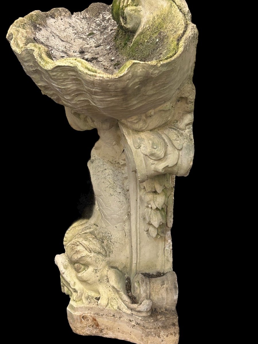 Louis XV Style Wall Fountain In Reconstituted Stone, Early 20th Century -photo-4