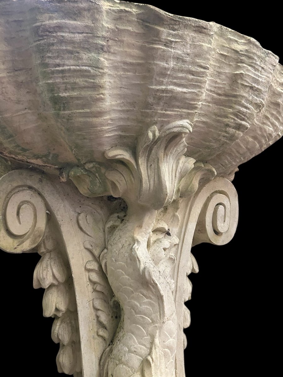 Louis XV Style Wall Fountain In Reconstituted Stone, Early 20th Century -photo-6