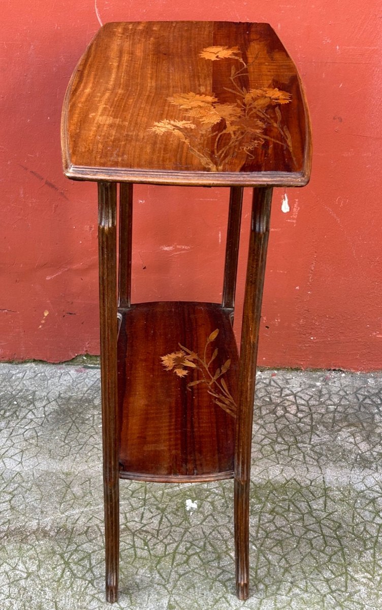 émile Galle ( 1846-1904) Petite Table D’appoint En Marqueterie Art Nouveau école De Nancy 1900-photo-7