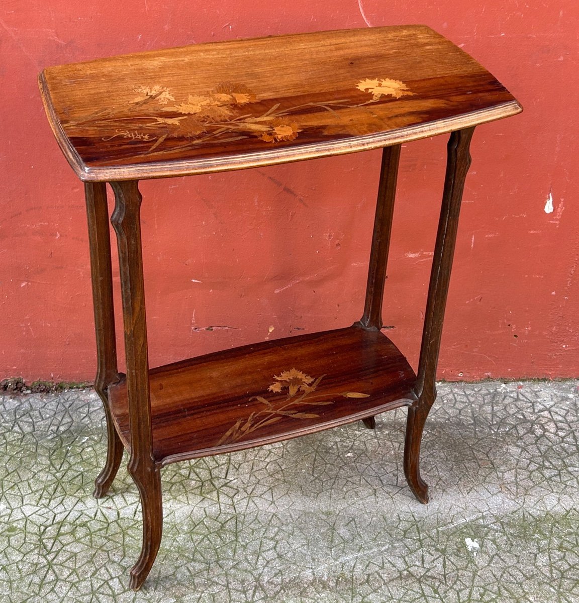 émile Galle ( 1846-1904) Petite Table D’appoint En Marqueterie Art Nouveau école De Nancy 1900