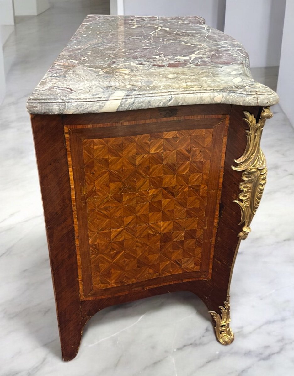 Important Tomb Commode In Marquetry Stamped By Hansen Hubert, Louis XV Period, 18th Century-photo-4