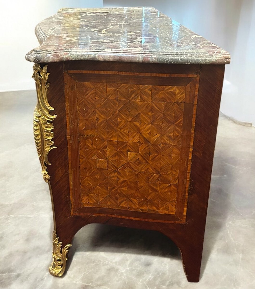 Important Tomb Commode In Marquetry Stamped By Hansen Hubert, Louis XV Period, 18th Century-photo-7
