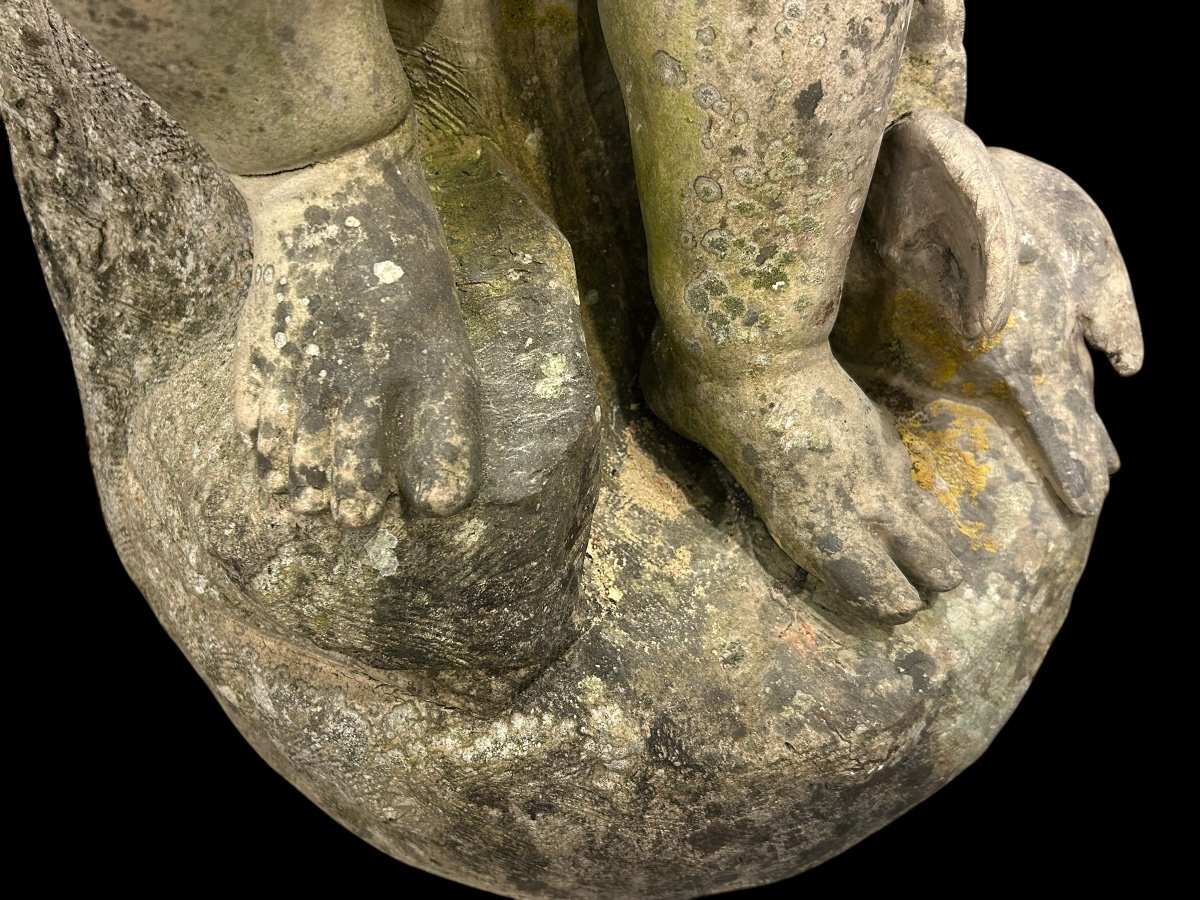 Important Garden Sculpture "love" In White Terracotta, Late 19th Century H 92 Cm-photo-5
