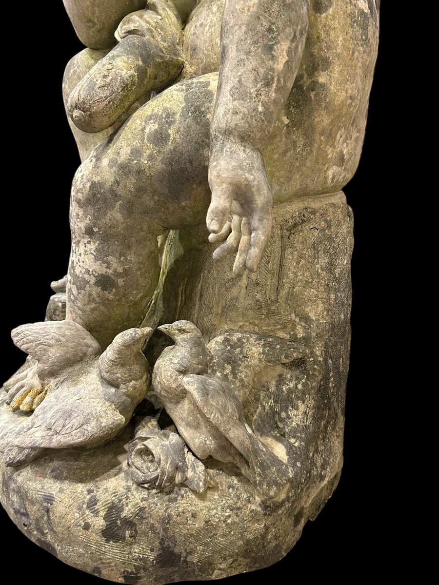 Important Garden Sculpture "love" In White Terracotta, Late 19th Century H 92 Cm-photo-7