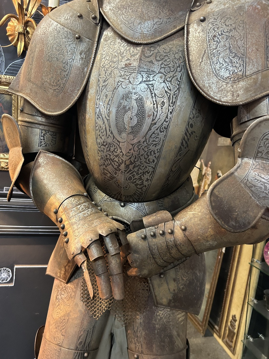 Medieval Knight's Armor In Wrought Iron, Late 19th Century - Castle Decoration -photo-3