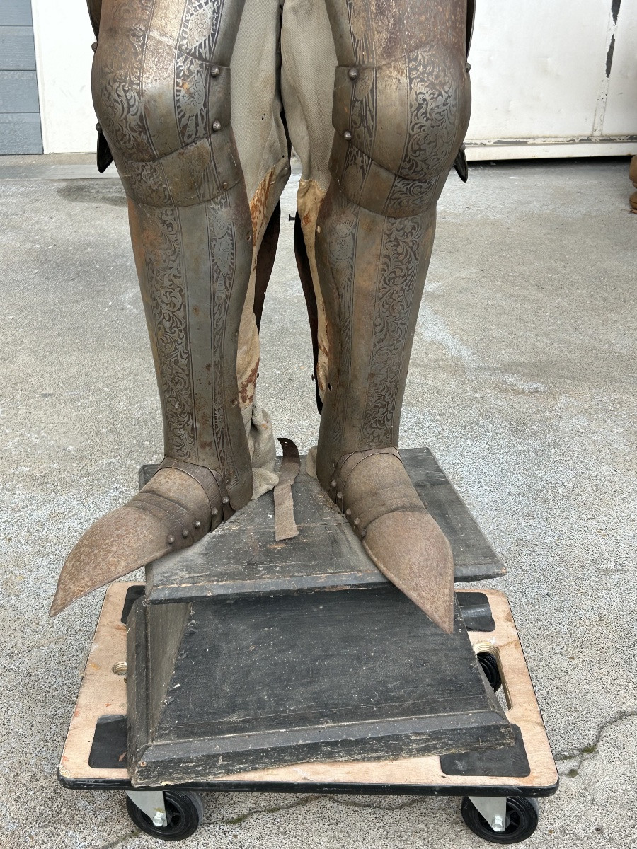 Medieval Knight's Armor In Wrought Iron, Late 19th Century - Castle Decoration -photo-2