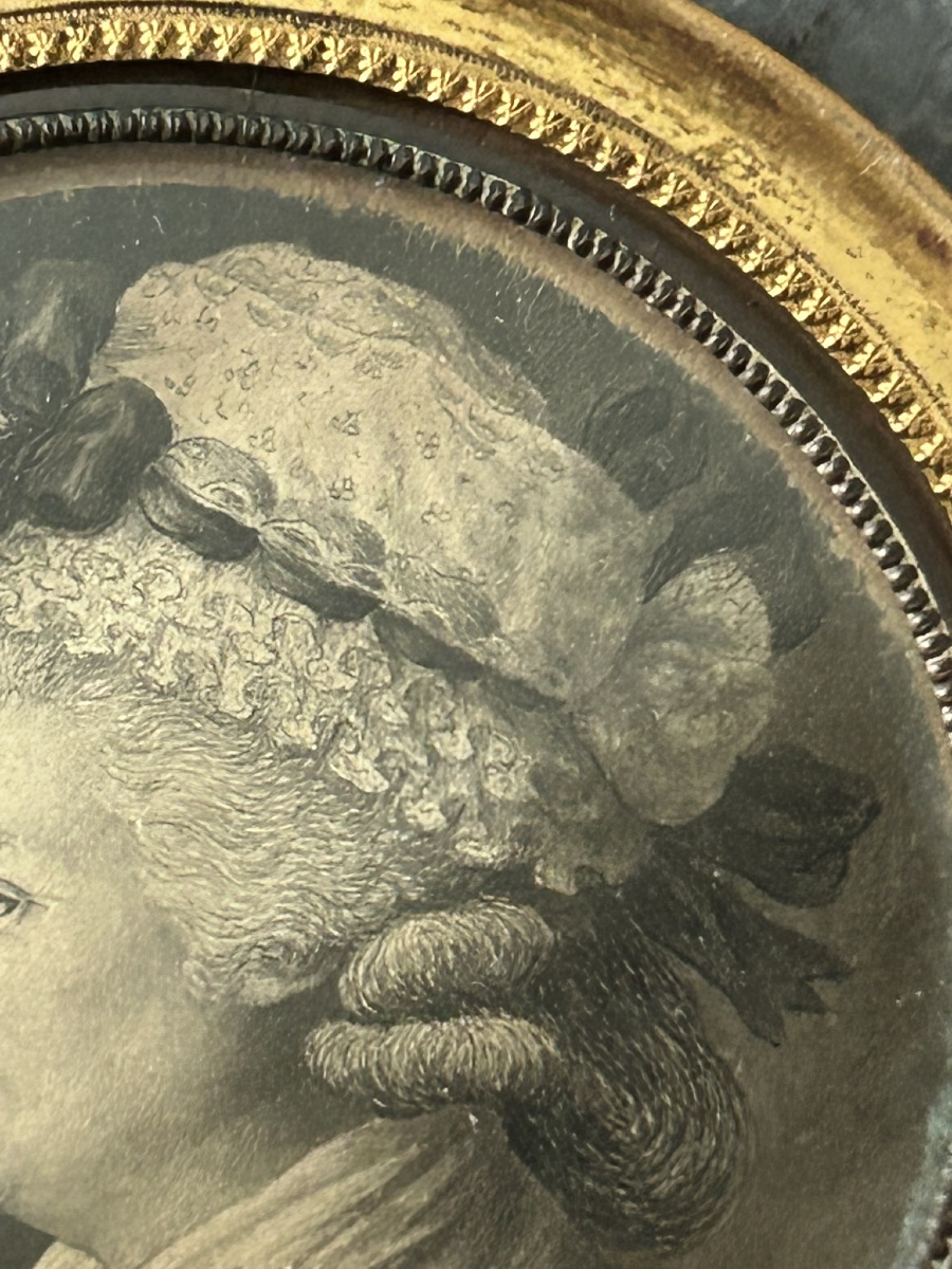 18th Century Grisaille Miniature Of A Woman In Profile -photo-1