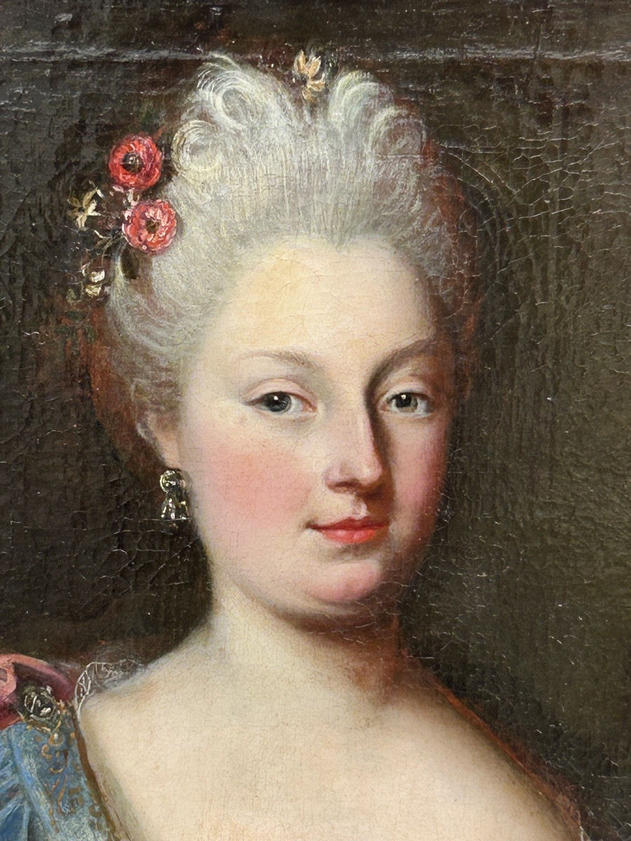 Portrait Of An Elegant Woman, Oil On Canvas, 18th Century -photo-4