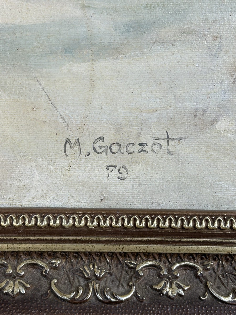 Hunting Scene In Troika - Russian School Signed M.gaczot Dated 79 Oil On Canvas - Painting -photo-3