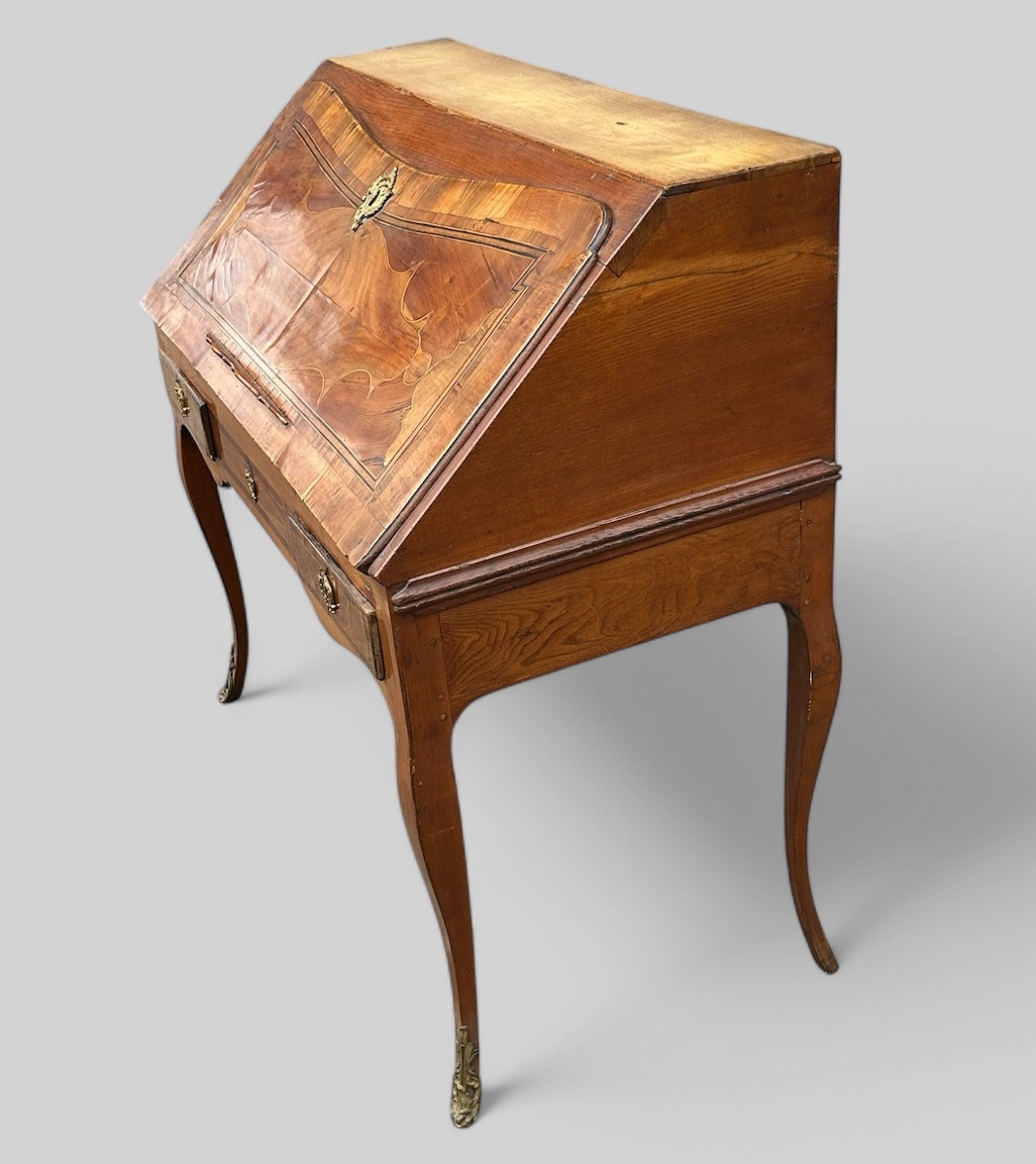 Secrétaire - Bureau De Pente D’époque Louis XV Placage De Bois Indigène - XVIIIème Siècle -photo-4