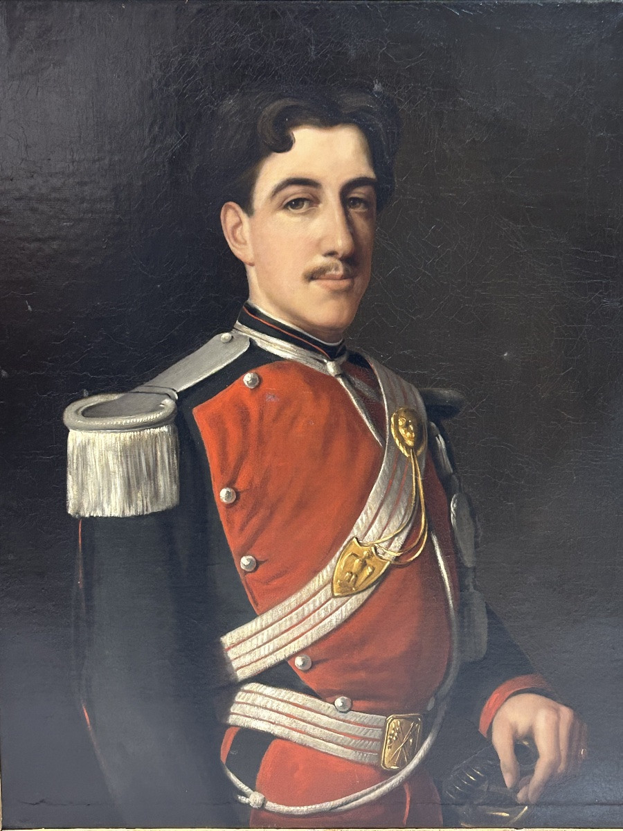 Portrait D’officier Du 5ème Régiment De Lanciers Second Empire - Huile Sur Toile - Militaire -photo-2