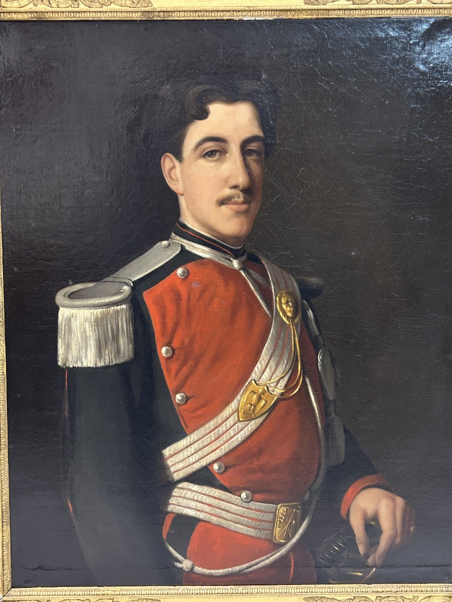 Portrait D’officier Du 5ème Régiment De Lanciers Second Empire - Huile Sur Toile - Militaire -photo-6