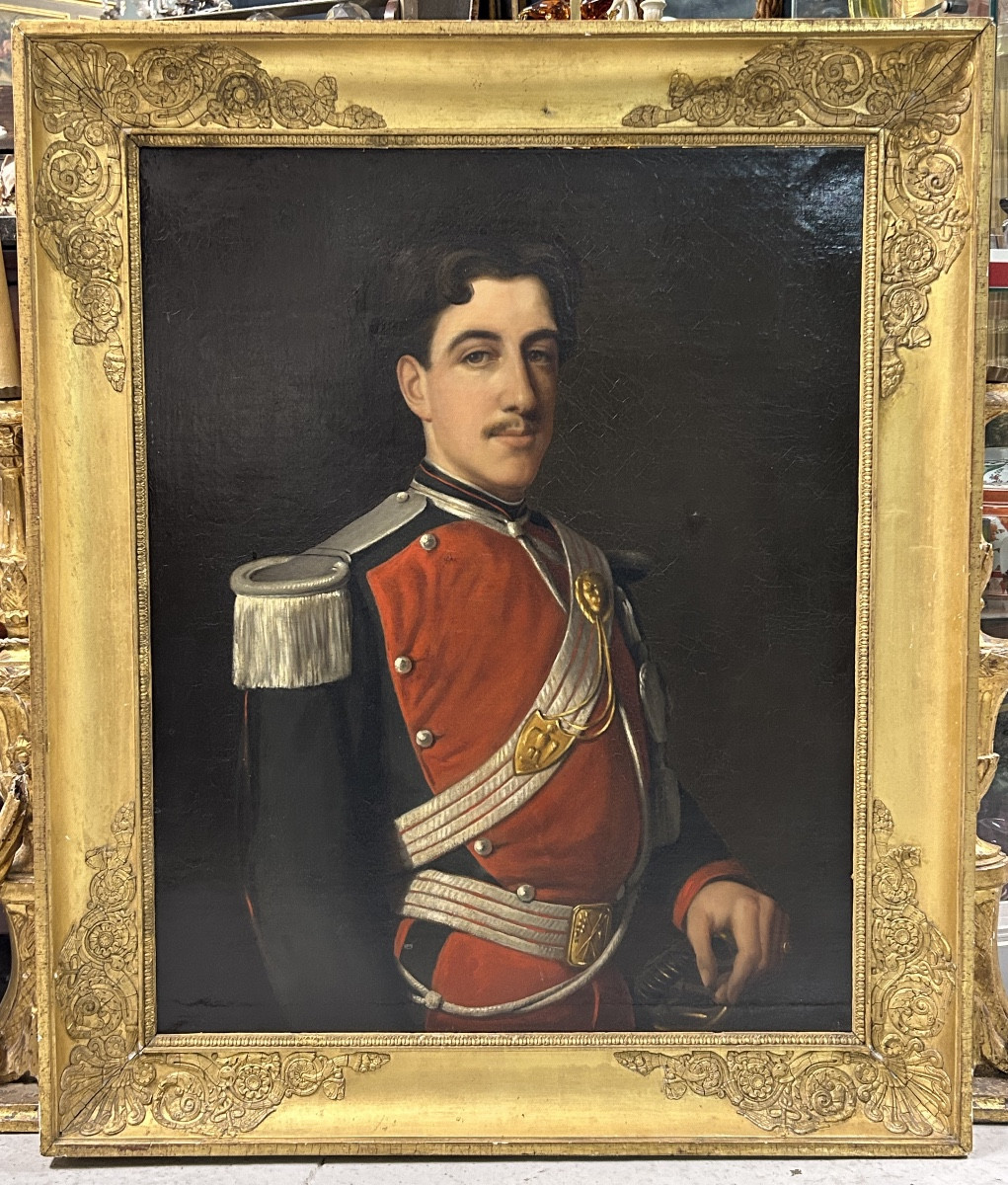 Portrait D’officier Du 5ème Régiment De Lanciers Second Empire - Huile Sur Toile - Militaire 