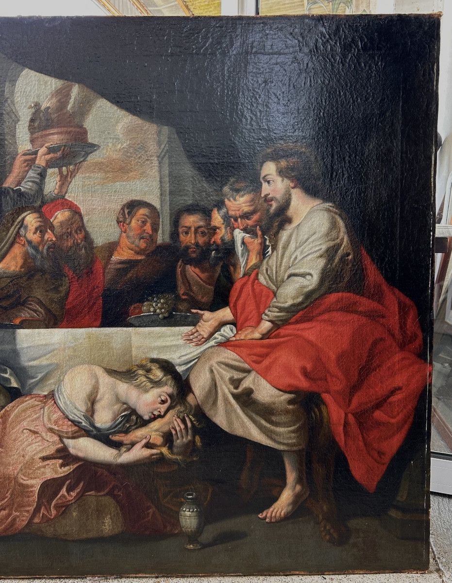 Flemish School, 17th Century, Follower Of Peter Paul Rubens - The Supper At Simon The Pharisee's -photo-1