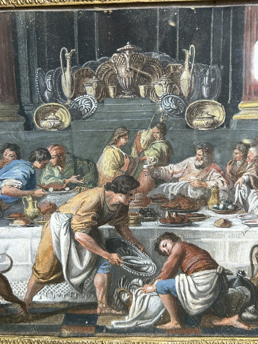 Pierre Hubert Subleyras (1699-1749) After, The Meal At Simon's Mixed Media On Paper -photo-1