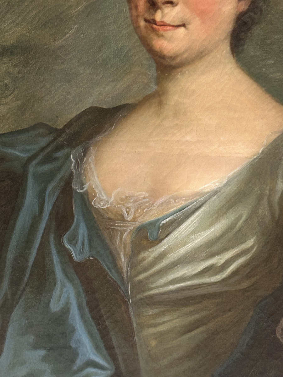 French School Portrait Of A Woman Oil On Canvas 18th Century -photo-1