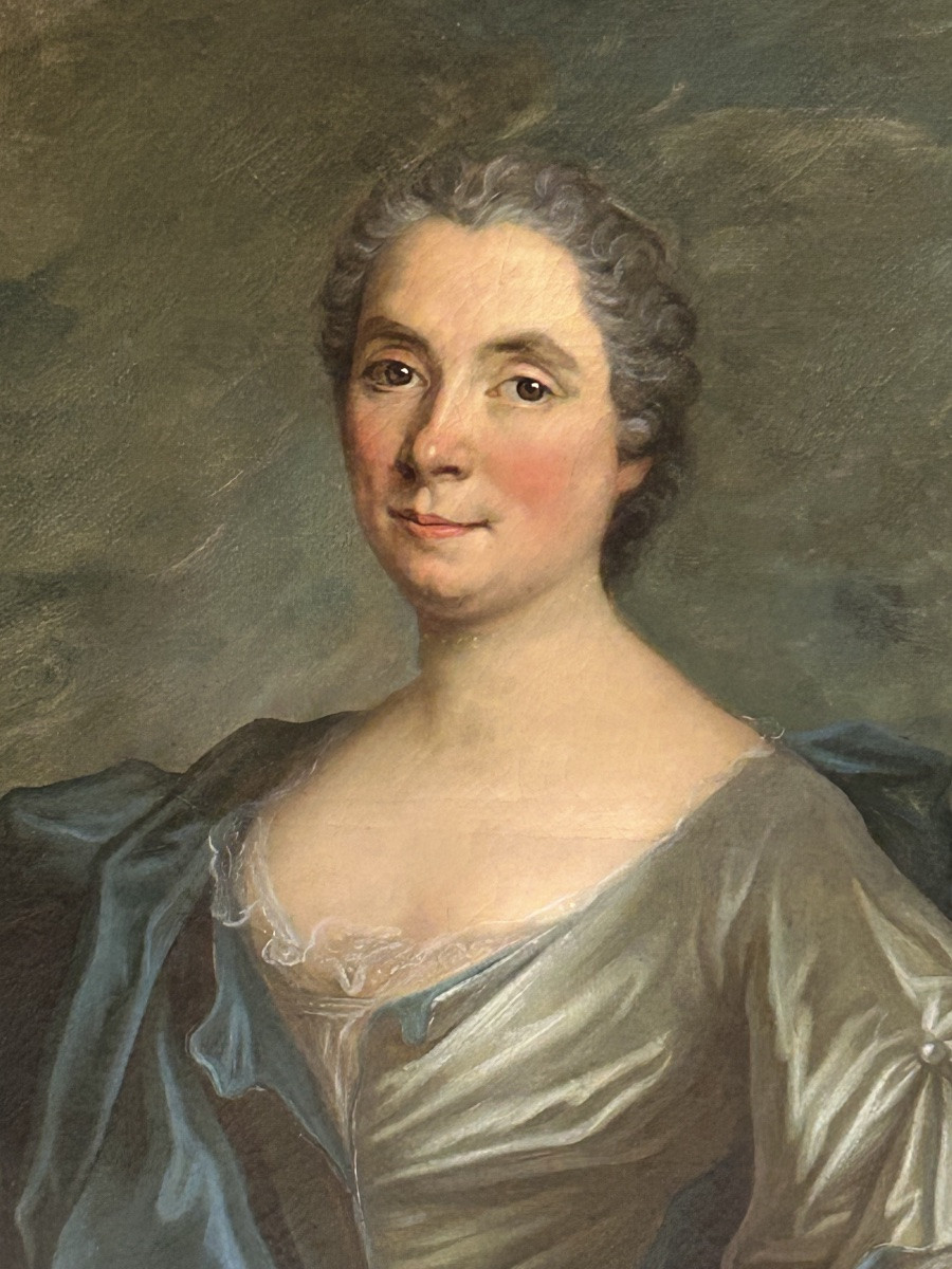 French School Portrait Of A Woman Oil On Canvas 18th Century -photo-4