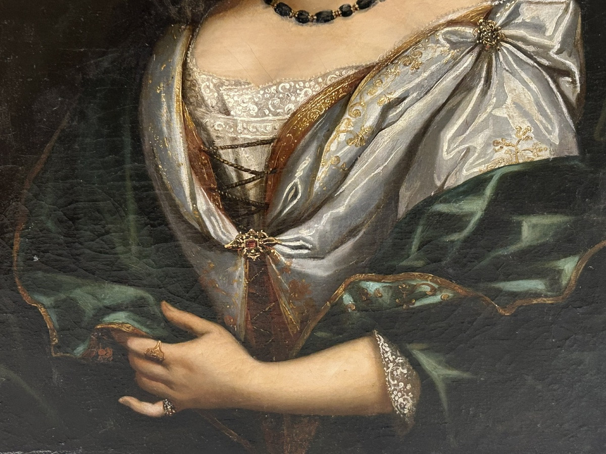 Portrait Of A Woman (lady d'Estaing Marie De Nettancour) 18th Century Oil On Canvas -photo-2