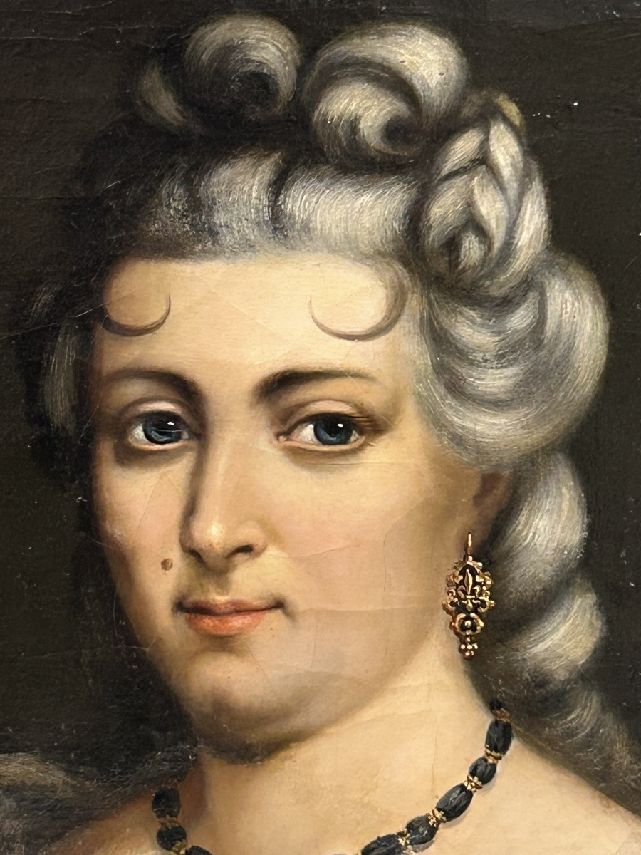 Portrait Of A Woman (lady d'Estaing Marie De Nettancour) 18th Century Oil On Canvas -photo-4